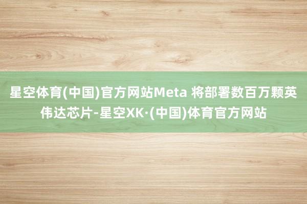 星空体育(中国)官方网站Meta 将部署数百万颗英伟达芯片-星空XK·(中国)体育官方网站